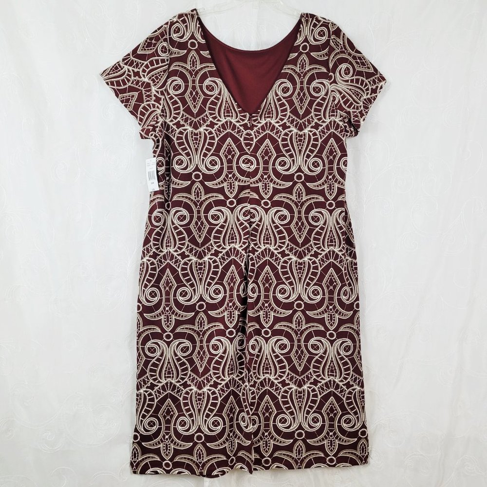 RN Studio Dress Women's 24W Short Sleeve Lined Below Knee Dress